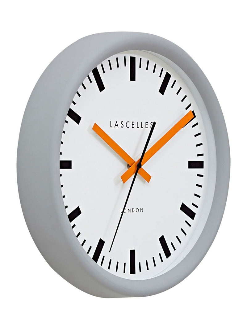 Brookpace Lascelles grey Swiss station clock with orange hands 30cm - British product