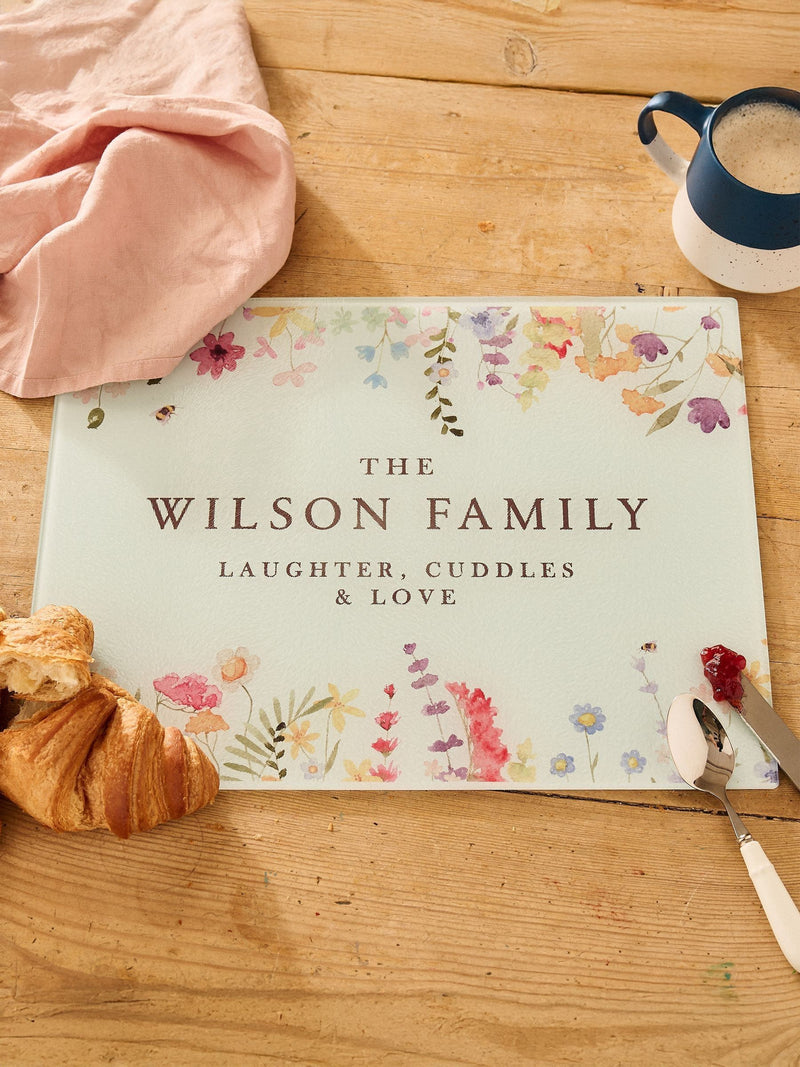 No Ordinary Gift personalised glass chopping board A3 - British product