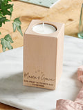 No Ordinary Gift beech wood tealight holder set personalised, UK version