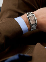 Next Silver Brown Slim Rectangular Face Bracelet Watch- Buy online at McGrocer