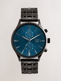 Silver dark blue bracelet chronograph watch (British brand)