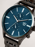 Silver dark blue bracelet chronograph watch (British brand)