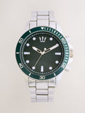 Silver Dark Green Border Bracelet Diver Watch (British brand)