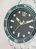 Silver Dark Green Border Bracelet Diver Watch (British brand)