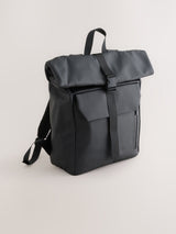 Next Black Rubberised Roll Top Backpack 43cm x 15cm- Buy online at McGrocer