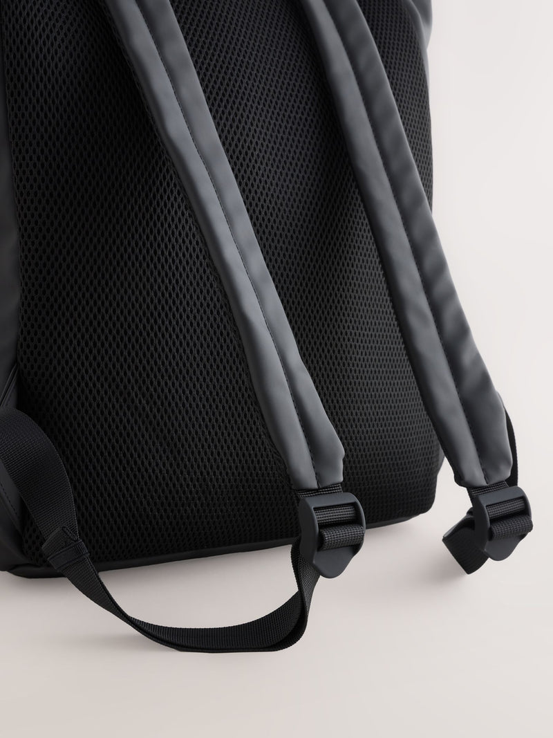 Black rubberised backpack roll top - British product