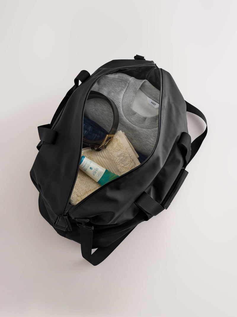 Black rubberised weekend holdall bag UK version
