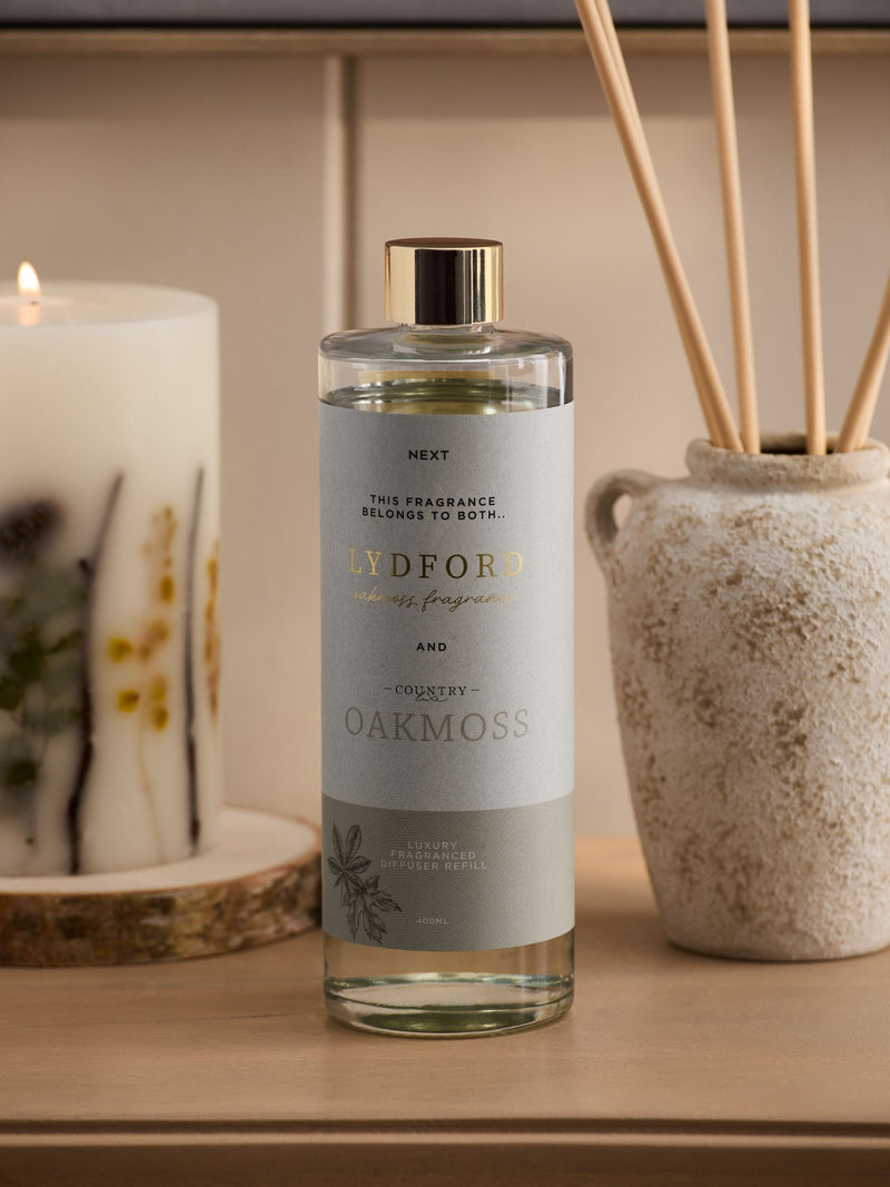 Country Luxe Lydford Oakmoss Pink Pepper and Sandalwood diffuser refill 400ml (British brand)