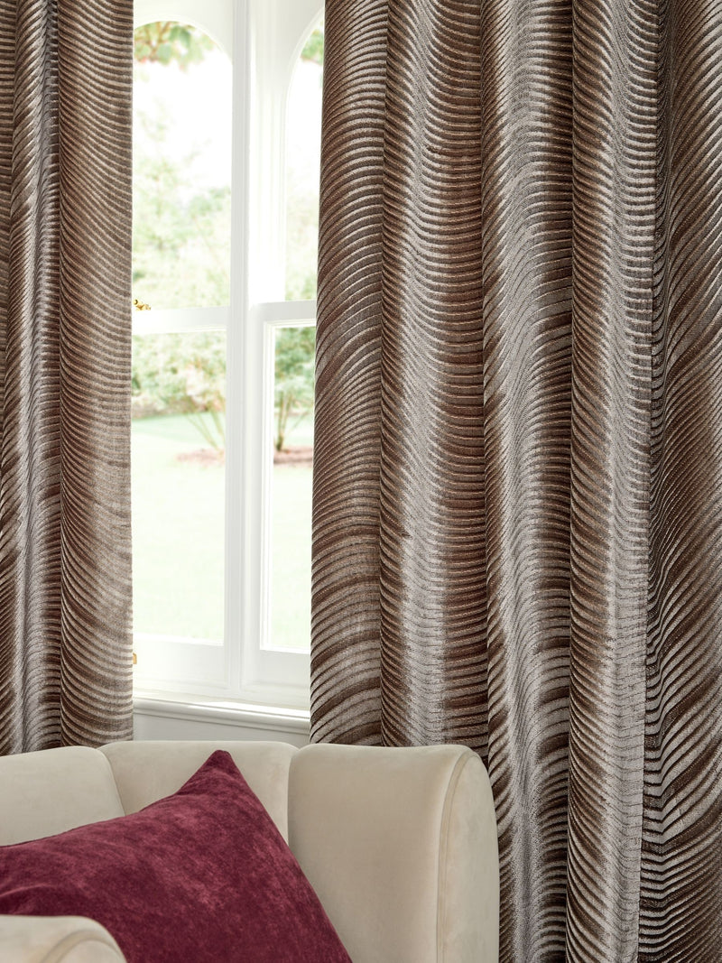 Collection Luxe mocha brown velvet curtains eyelet lined (British brand)