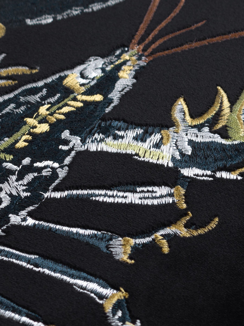 Paoletti velvet cushion black embroidered lobster design (British brand)