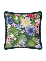 Next Paoletti Majorelle Flowers Printed Velvet Cushion- Buy online at McGrocer