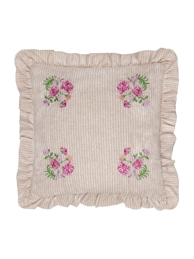 Wylder Martha pink embroidered ruffle cushion 50cm, imported from the UK