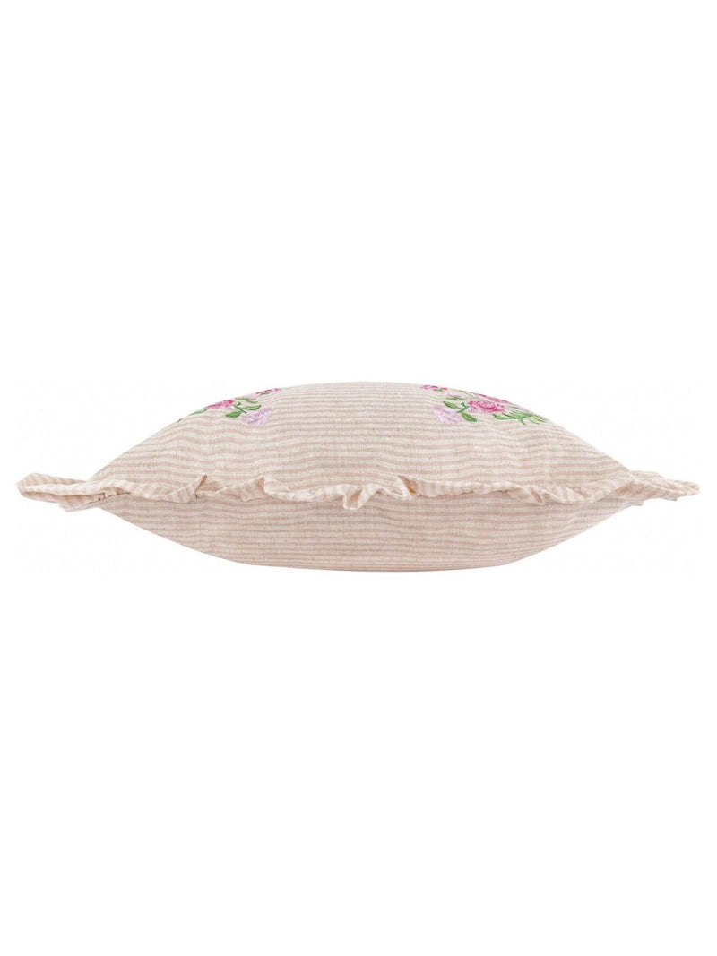Wylder Martha pink embroidered ruffle cushion 50cm, imported from the UK