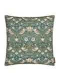 Morris & Co green Strawberry Thief piped outdoor cushion, imported from the UK