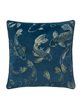 Next Paoletti Navy Koi Pond Velvet Cushion 50cm x 50cm x 8cm- Buy online at McGrocer
