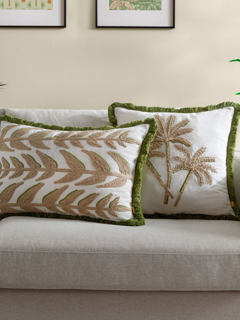 Furn Green Palm Embroidered Cushion 45cm, UK version