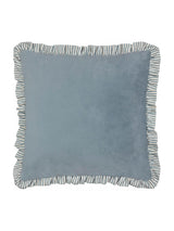 Next Wylder Blue Solene Ruffle Matte Velvet Cushion 45cm x 45cm- Buy online at McGrocer