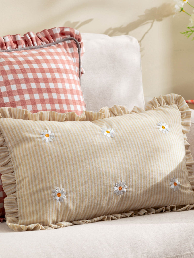 Furn Daises embroidered ruffle cushion 30x50cm UK version