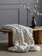 Next Gallery Home Cream Marshmallow Rabbit Fur Throw 200cm x 130cm- Buy online at McGrocer