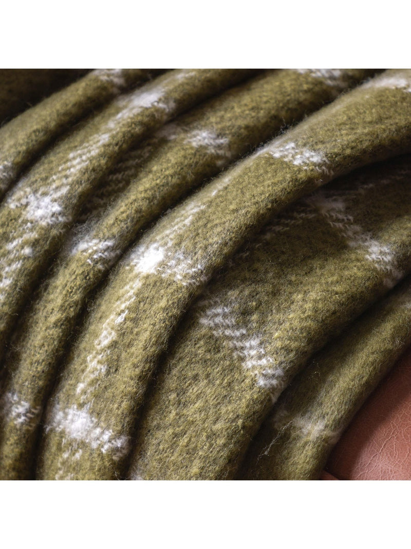 Gallery Home green poly check throw 200x130cm, imported from the UK