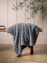 Next Gallery Home Grey Textures Twist Knit Throw 200cm x 130cm- Buy online at McGrocer
