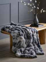 Next Gallery Home Grey and White Marbled Faux Fur Throw- Buy online at McGrocer