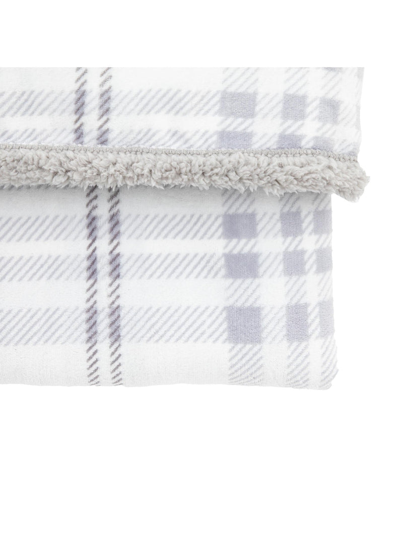 Gallery Home grey tartan sherpa throw blanket, UK version