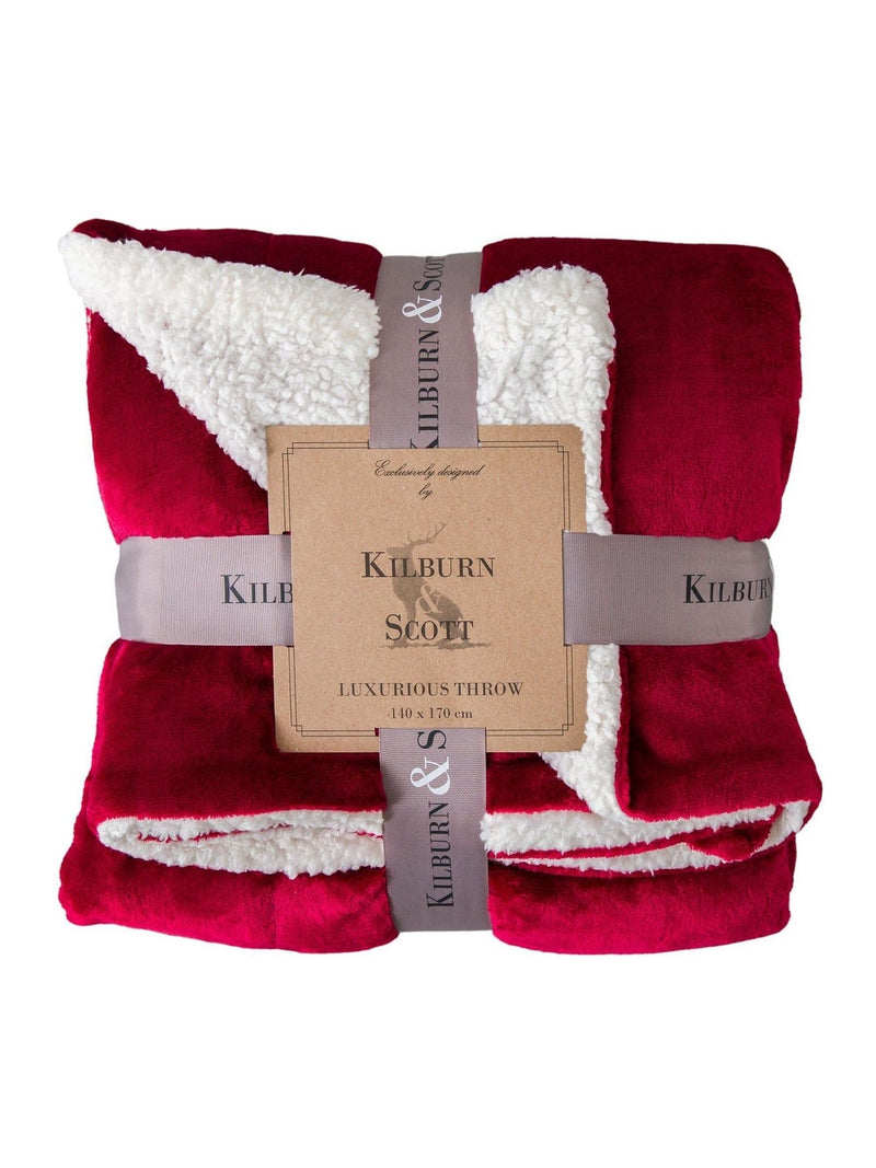 Gallery Home red sherpa throw with flannel and sherpa, UK version