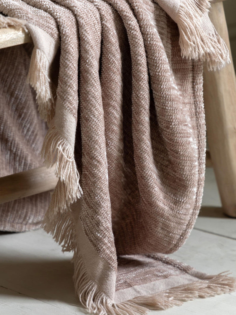Gallery Home natural willow chenille throw blanket (British brand)
