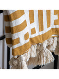 Gallery Home Yellow Merton Knitted Tassel Throw, UK version