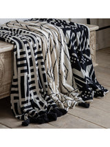 Next Gallery Home Black Merton Knitted Tassel Throw 200cm x 130cm- Buy online at McGrocer