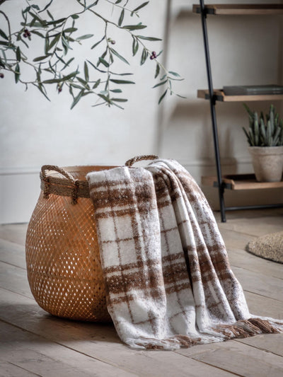 Next Gallery Home Brown Check Faux Throw 200cm x 180cm- Buy online at McGrocer
