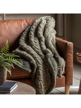 Next Gallery Home Green Herringbone Sherpa Throw 200cm x 140cm- Buy online at McGrocer