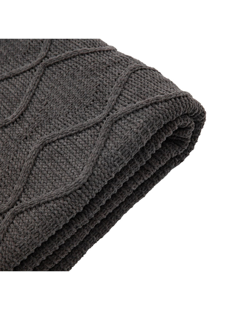 Gallery Home grey chenille cable throw 200x130cm, UK version
