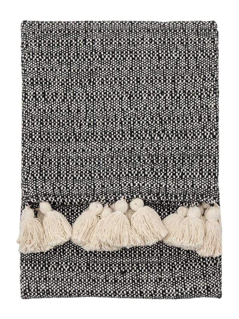 Gallery Home black woven throw with tassel edge - British product