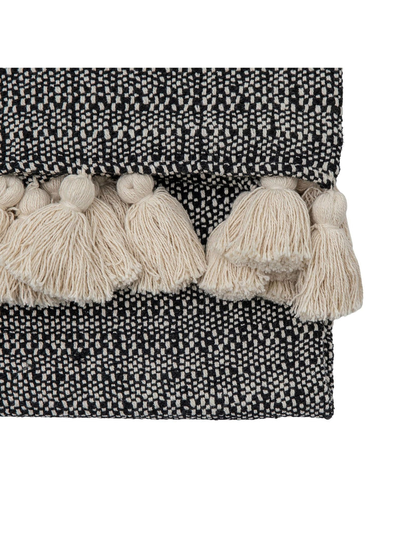 Gallery Home black woven throw with tassel edge - British product