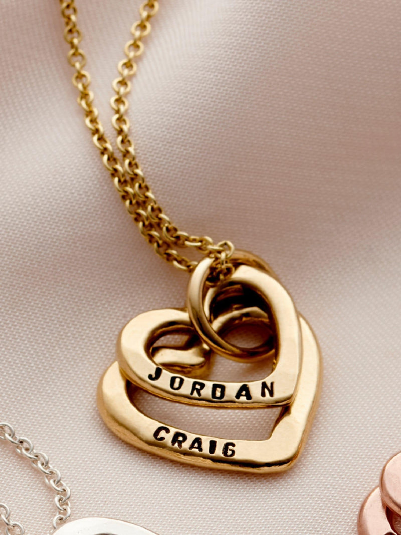 Posh Totty Designs gold tone personalised hearts necklace (British brand)