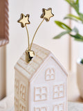 Cream Ceramic Winter House Ornament