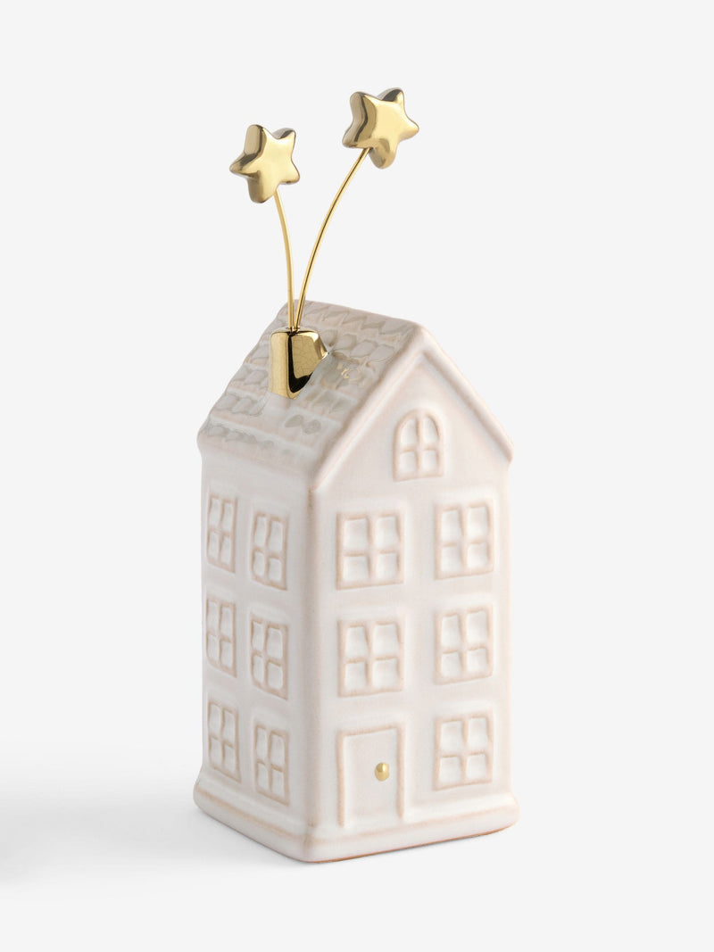 Cream Ceramic Winter House Ornament