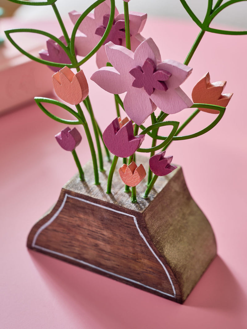 Purple wooden floral arrangement wire ornament 19cm, imported from the UK
