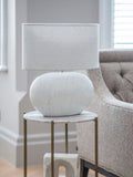 Libra Interiors white Oviedo terracotta table lamp (British brand)