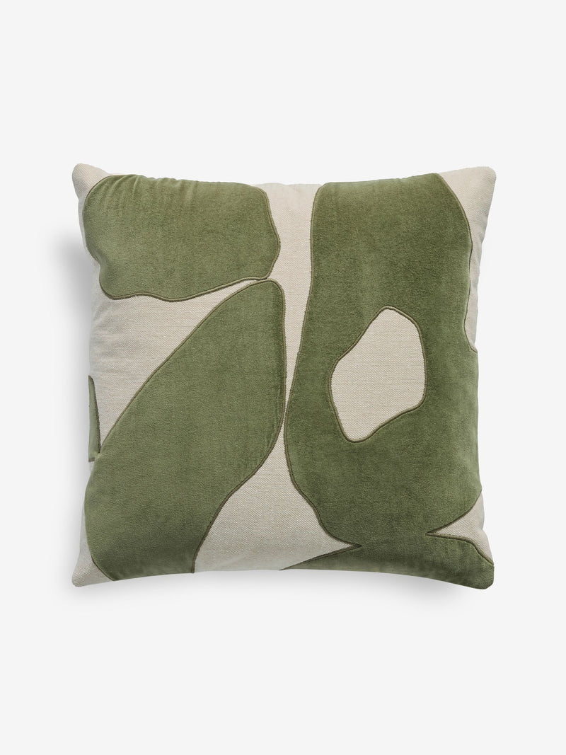 Green square cushion 50cm with black and white pattern, UK version