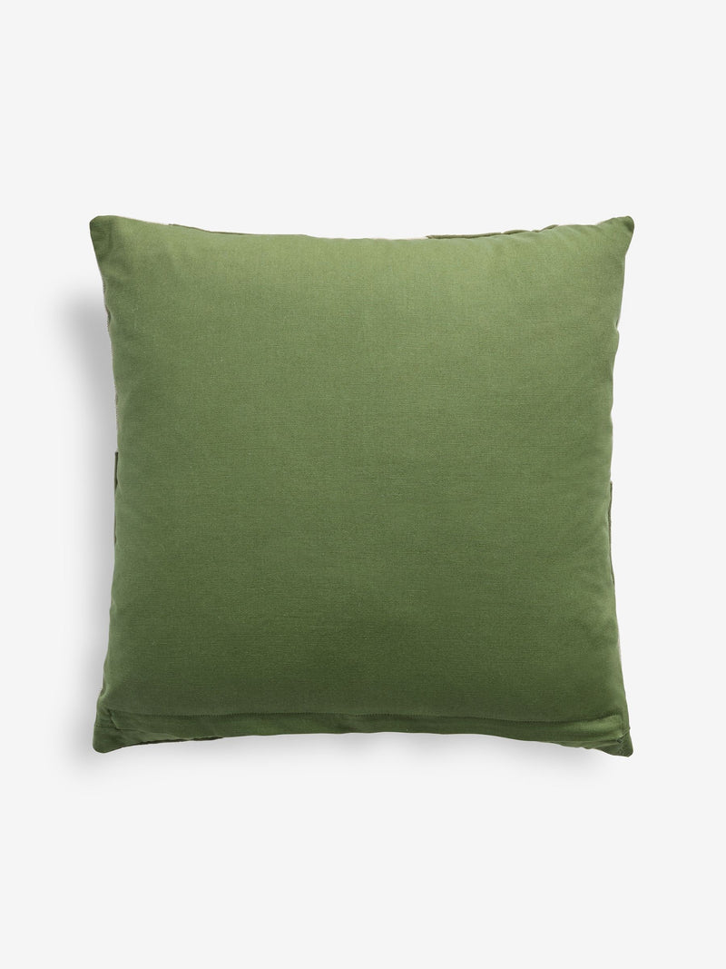 Green square cushion 50cm with black and white pattern, UK version