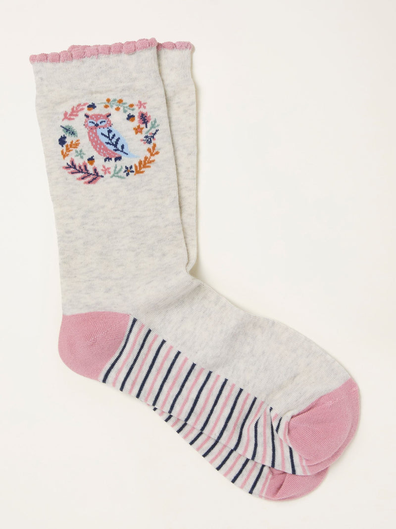 FatFace Navy Owl Socks in a Mug