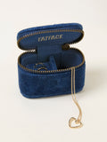 Mini Embroidered Cotton Jewellery Box with Moon and Star Design