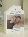 PMC personalised photo upload wooden house ornament, imported from the UK