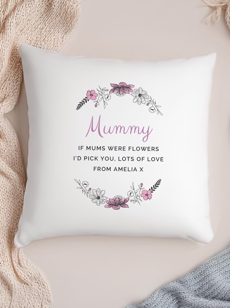 PMC personalised wild flowers cushion 40x40cm white (British brand)