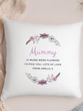 PMC personalised wild flowers cushion 40x40cm white (British brand)