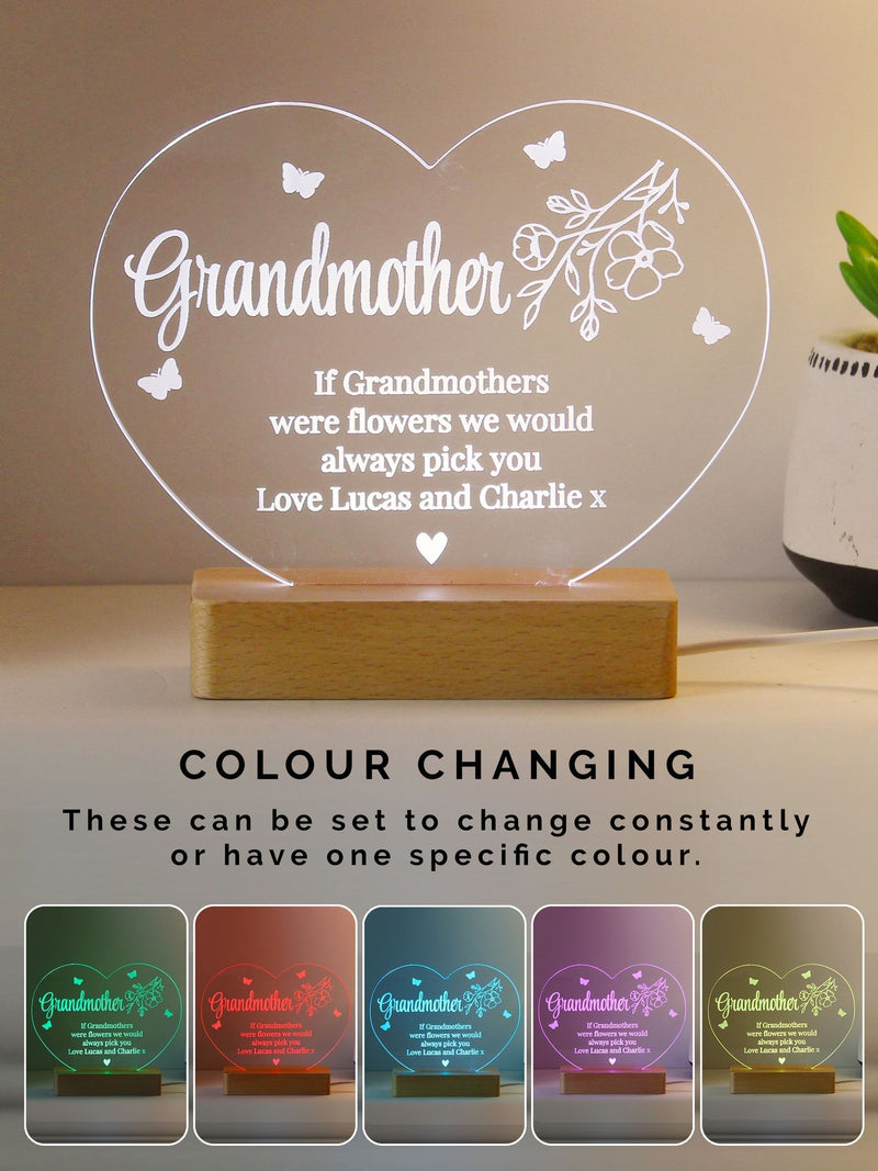 PMC Personalised Floral Heart LED Light, imported from the UK