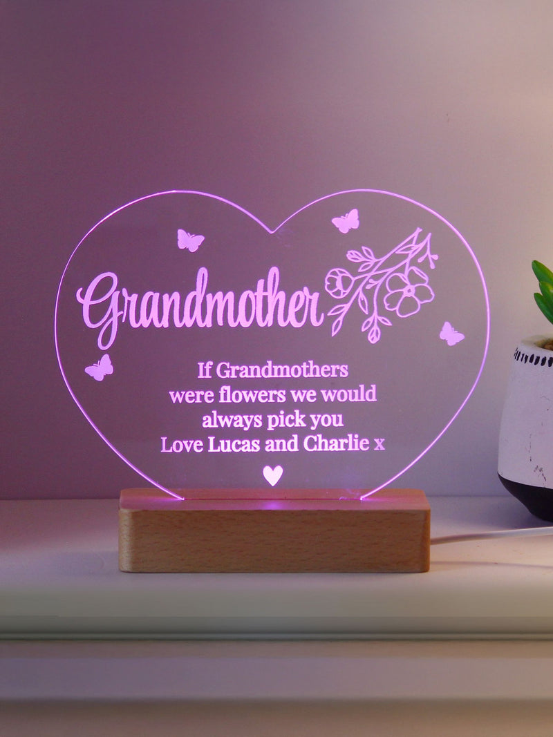PMC Personalised Floral Heart LED Light, imported from the UK